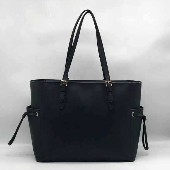Michael Kors Black Leather Gilly Large Drawstring Travel Tote - Picture 2 of 10